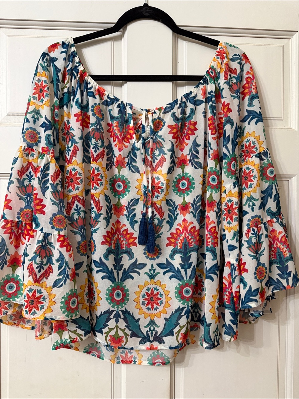 Flying Tomato Multicolor Floral Off-Shoulder Peasant Top
